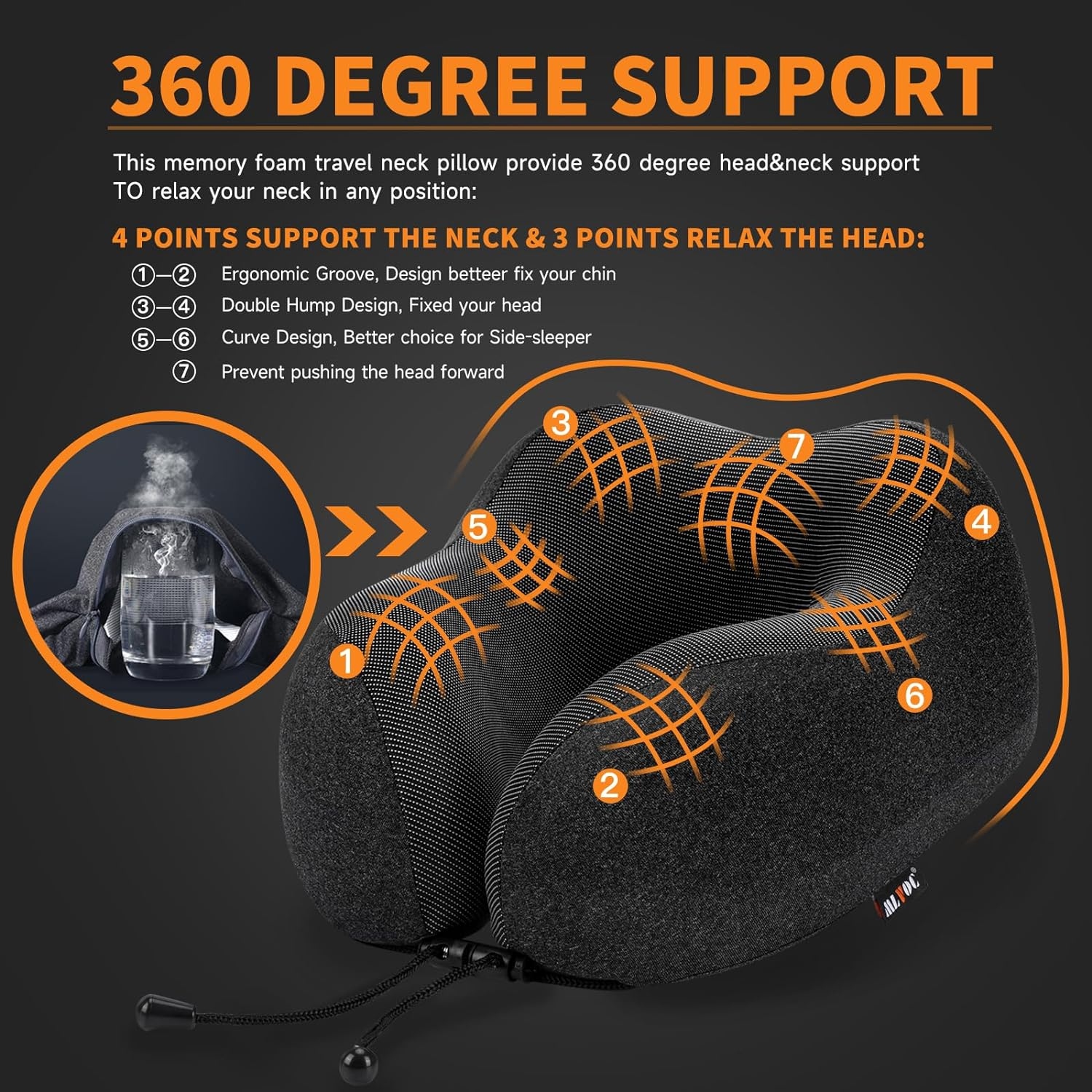 Travel Pillow 100 Pure Memory Foam Neck Pillow with 3D Contoured Eye Masks Earplugs and Luxury Bag Standard Black Black Soft Single
